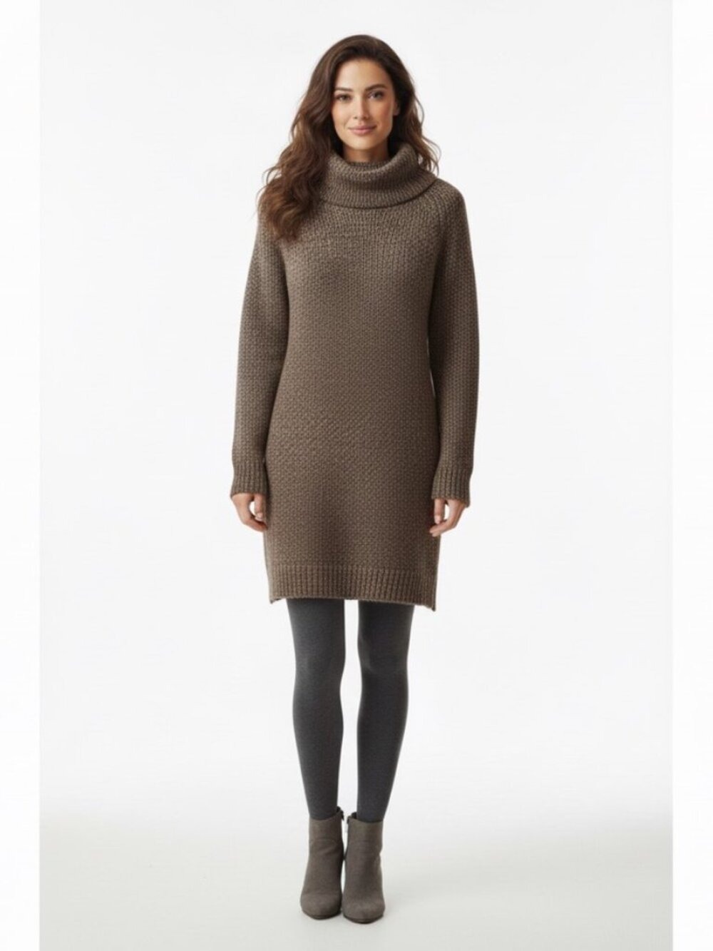 Wilfred Brown Cowl Neck Chunky Alpaca Wool Blend Sweater Dress Size S